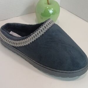 Women's Black Faux Suede Plush Clog Slippers sz 10